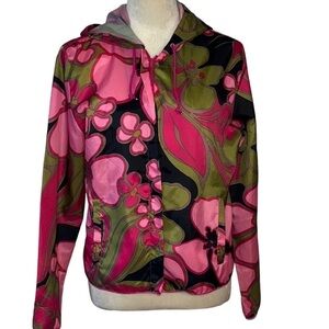 The Limited pink and green floral light weight zip up hooded jacket Size Small